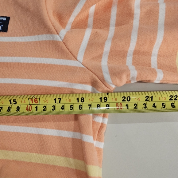 L.L. Bean Womans Medium Orange/Blue Striped 1/4 Button Rugby Top - Picture 5 of 6